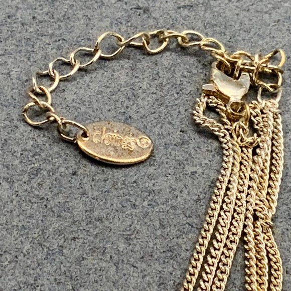 Claire's Triple Rhinestone Necklace Silver Three Strand Chain Sliding Pendant - Picture 5 of 6